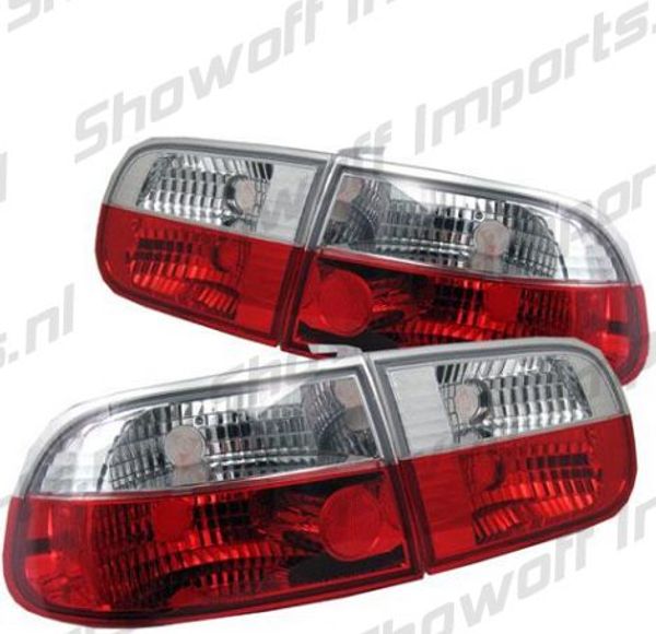 Honda Civic 92-95 3D Hatchback Red/Clear G4 Taillights -