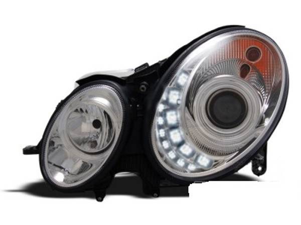 Mercedes W211 Forlygter med LED Krom 06-09