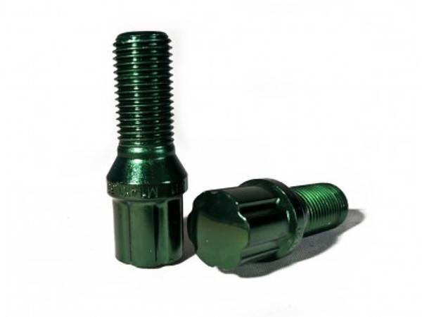 M12x1,25 Hjulbolt Kegle 26mm Grøn - 20 stk