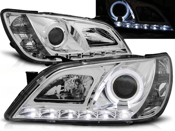 Lexus IS200/300 Forlygter Angeleyes LED 01-05 Krom