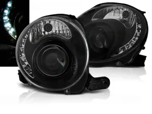 Hovedbilde Fiat 500 LED Forlygter Sort Dayline 07-15