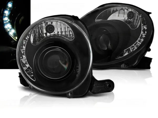 Fiat 500 LED Forlygter Sort Dayline 07-15